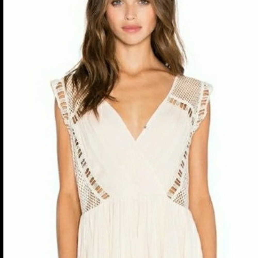 Cream, light pink crochet beach dress M